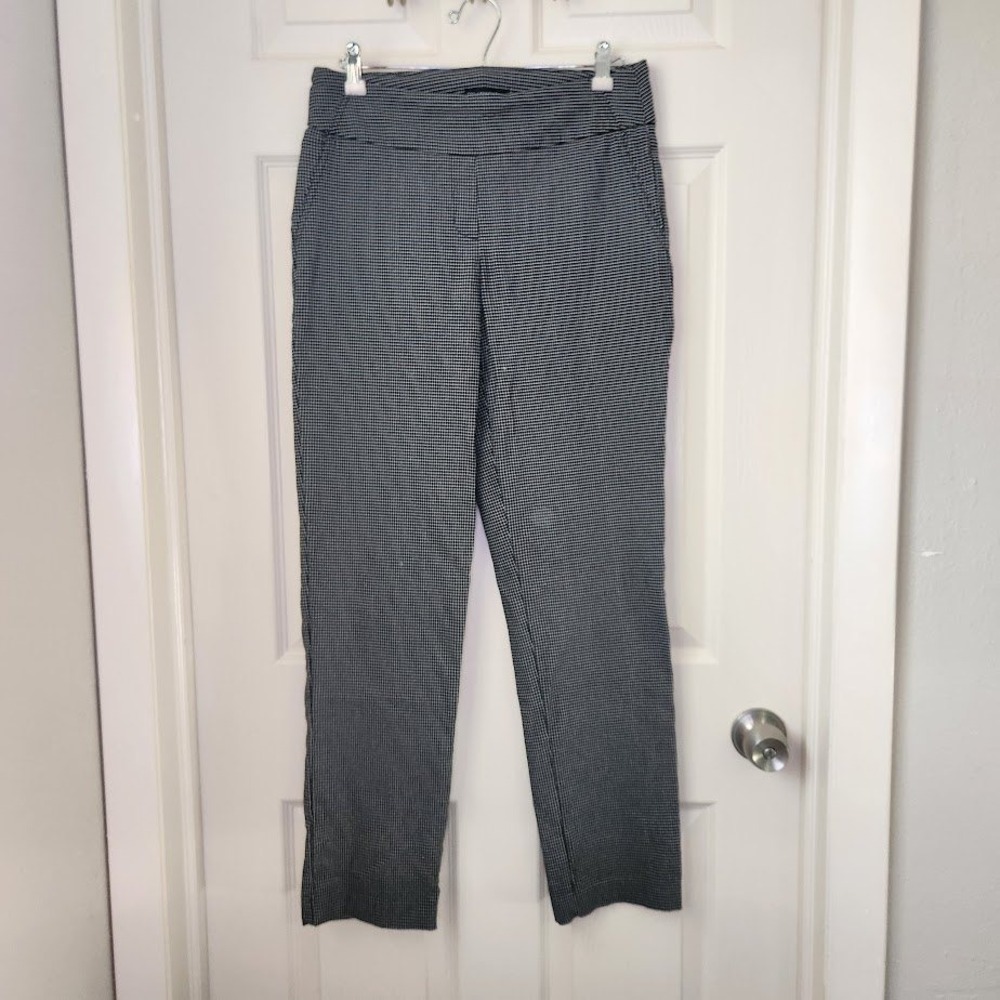 Hilary Radley Women's Black White Micro Check Pull On Stretch Pants Size Med 264